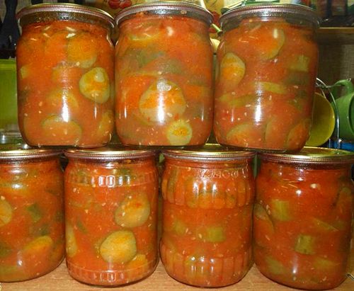 Рецепт огурцов в томатной заливке