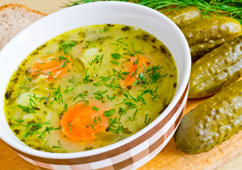 Рецепт суп с солеными огурцами