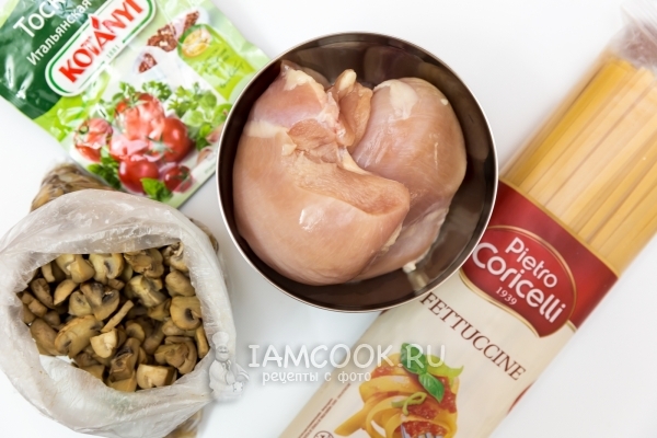 Рецепт фетучини с грибами и курицей